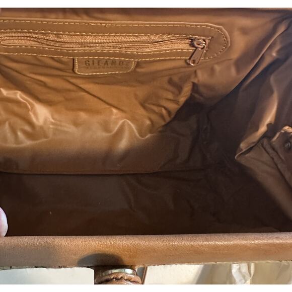 Gitano Vintage Structured World Map Print Bag Purse Vegan Leather Atlas Camel - Picture 9 of 10